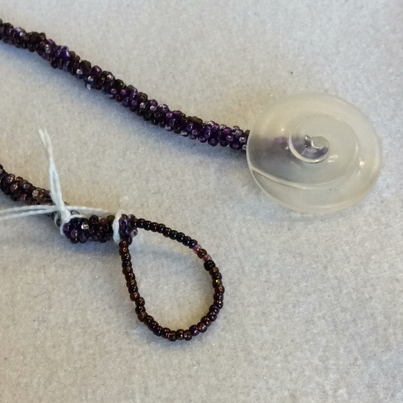 FINAL SALE PRICE CL Designs Crochet Purple Necklace w/Button Close - Picture 4 of 4